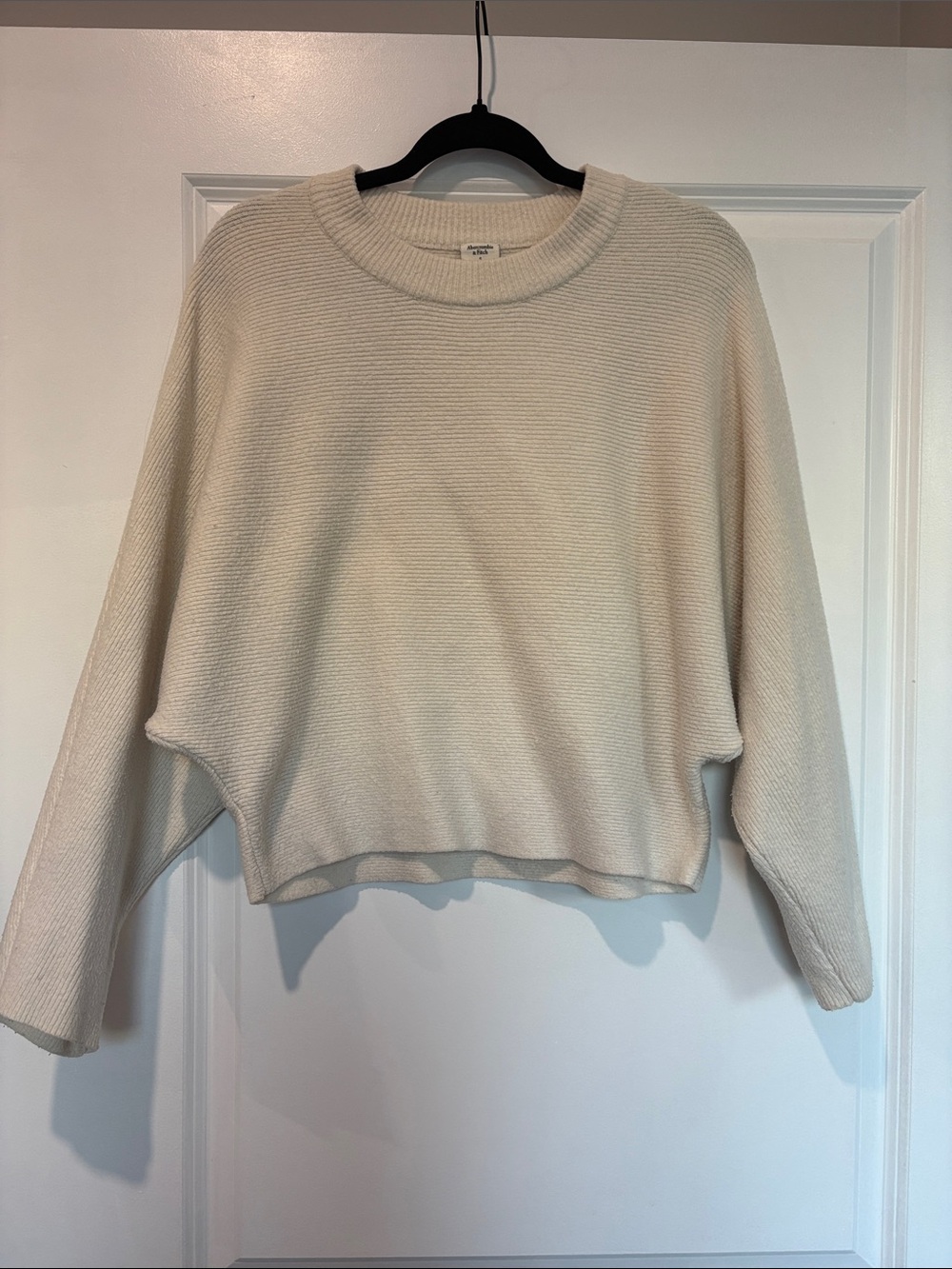 Abercrombie & Fitch Cream Ribbed Crewneck Sweater